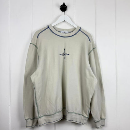 Stone Island Logo Crewneck Sweatshirt Cream (L) | Large, Multicoloured