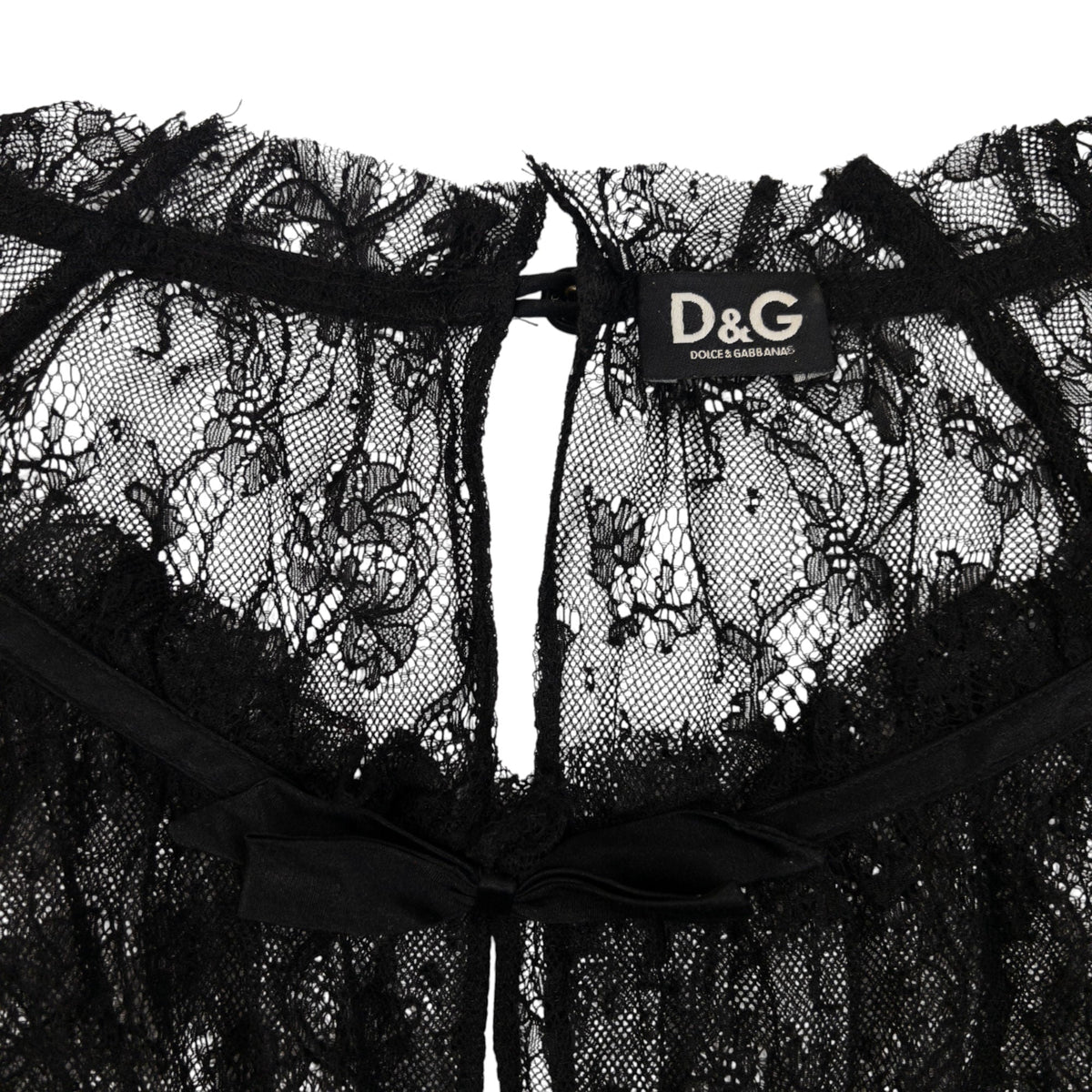 Vintage 2000s Dolce & Gabbana Lace Top Silk Dress Womens Size S | Small, Black