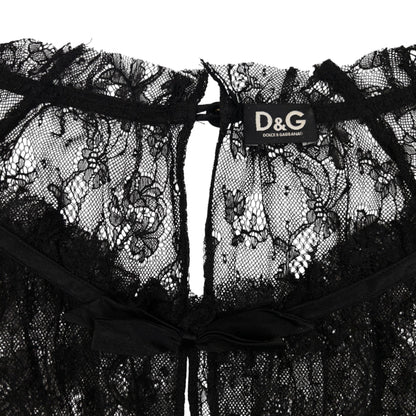 Vintage 2000s Dolce & Gabbana Lace Top Silk Dress Womens Size S | Small, Black