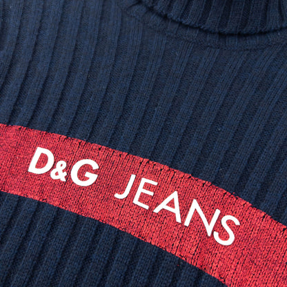 Vintage 2000s Dolce & Gabbana Ribbed Knit Turtleneck Jumper Womens Size S | Small, Navy