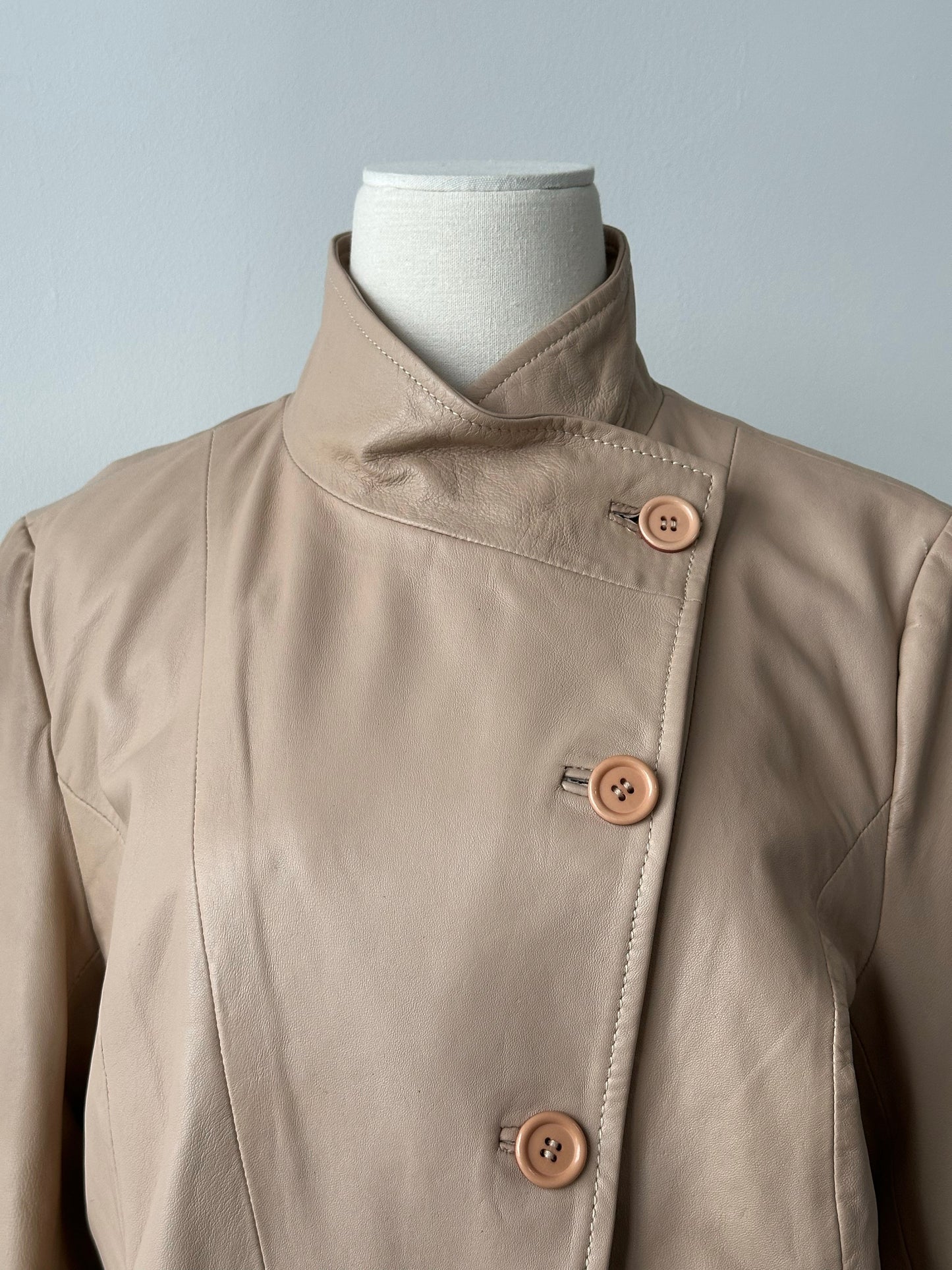 British Vintage 1990s Asymmetric Leather Jacket - M