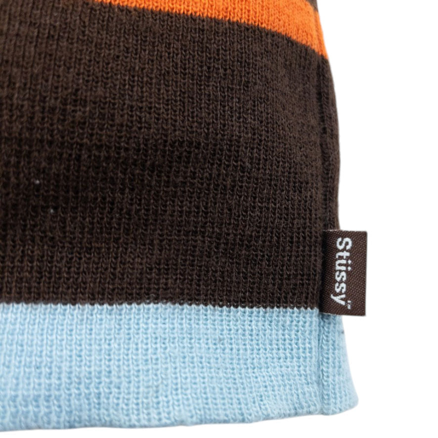 Vintage 2000s Stussy Striped Beanie Hat | O/S, Brown