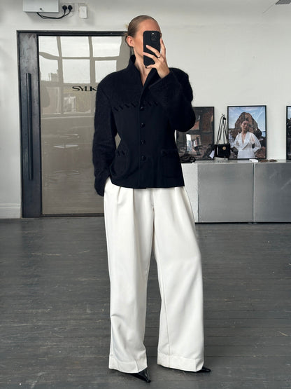 Italian Vintage 1990s Mohair Wool Contrast Panel Jacket - M