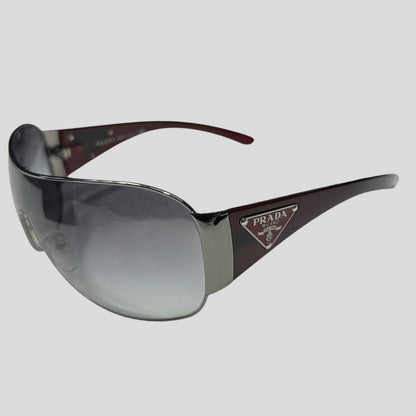 Prada Milano 00’s Triangle Logo Gradient Shield Sunglasses | O/S, Grey