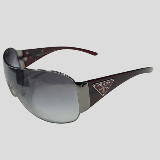 Prada Milano 00’s Triangle Logo Gradient Shield Sunglasses | O/S, Grey