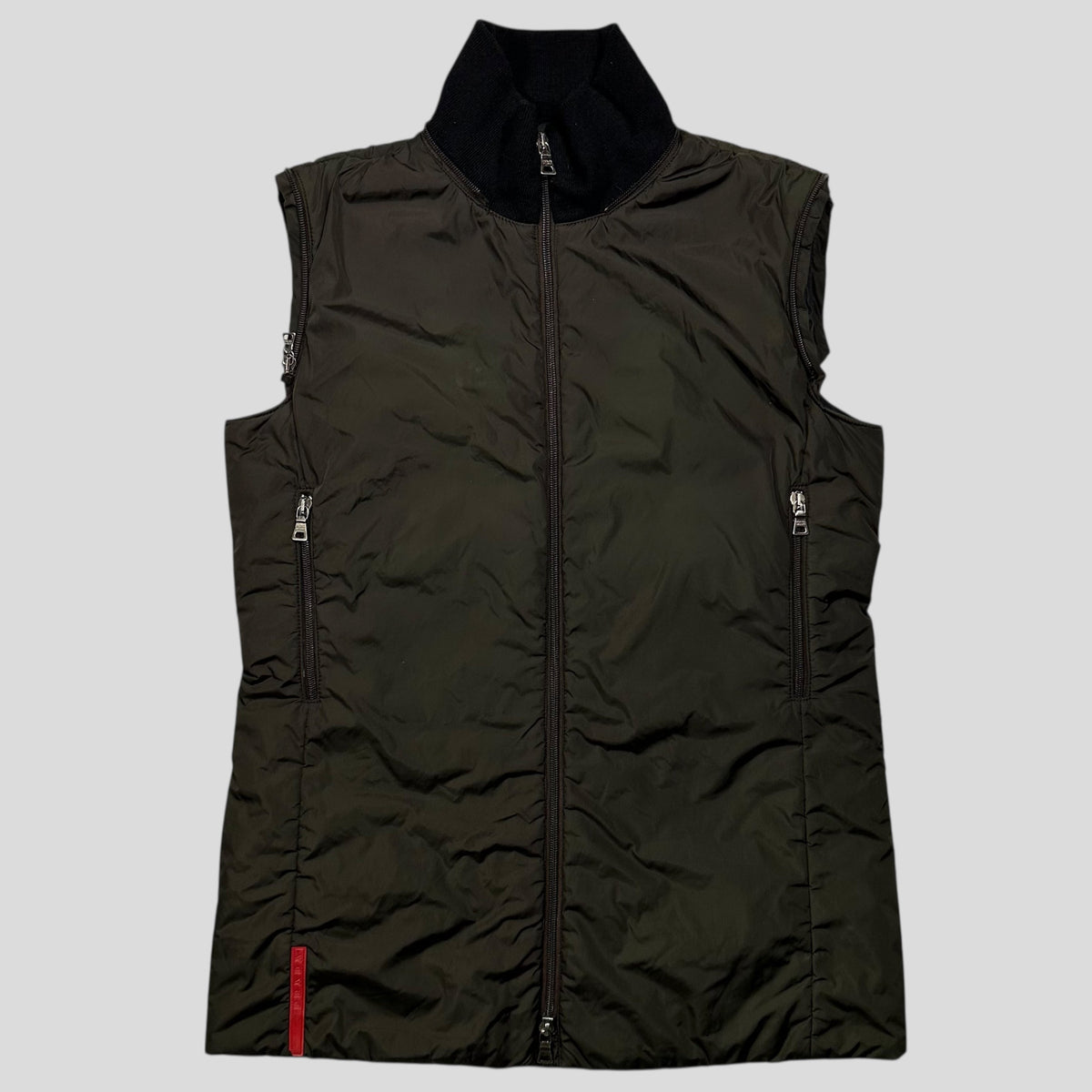 Prada Sport AW00 7 in 1 Nylon Padded Goat Fur Modular Bag Jacket - IT42 (S) | Khaki