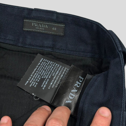Prada 2018 Rubber Logo Baggy Drill Cotton Trousers - IT48 | Default Title, Navy