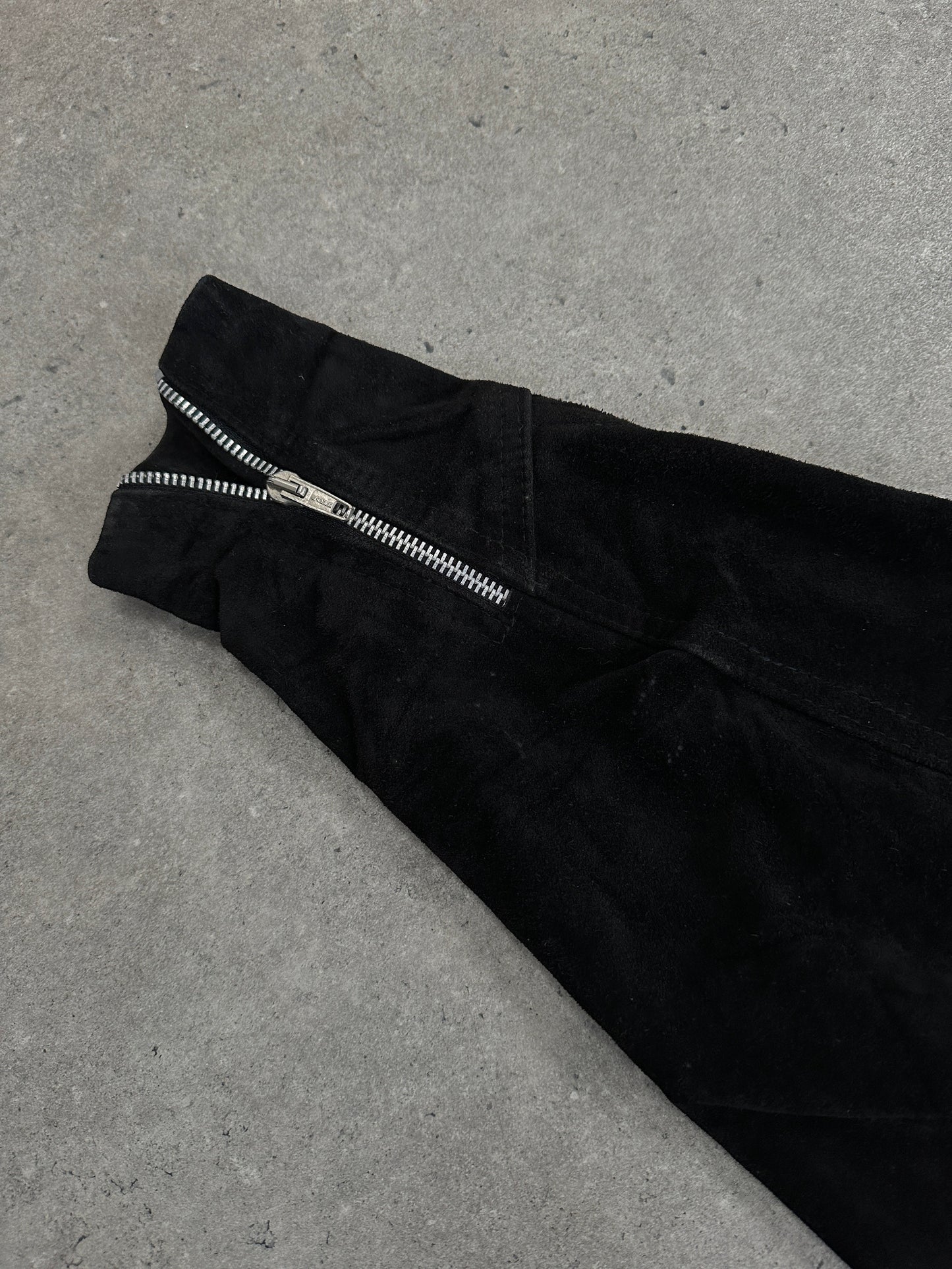 French Vintage 1980s Suede Cropped Biker Jacket - S/M