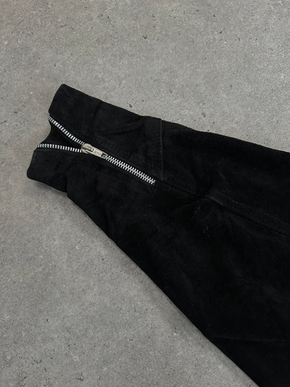 French Vintage 1980s Suede Cropped Biker Jacket - S/M