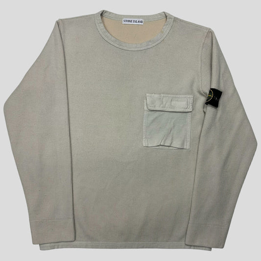 Stone Island 1999 BDU Ribbed Cotton Pocket Sweatshirt - M