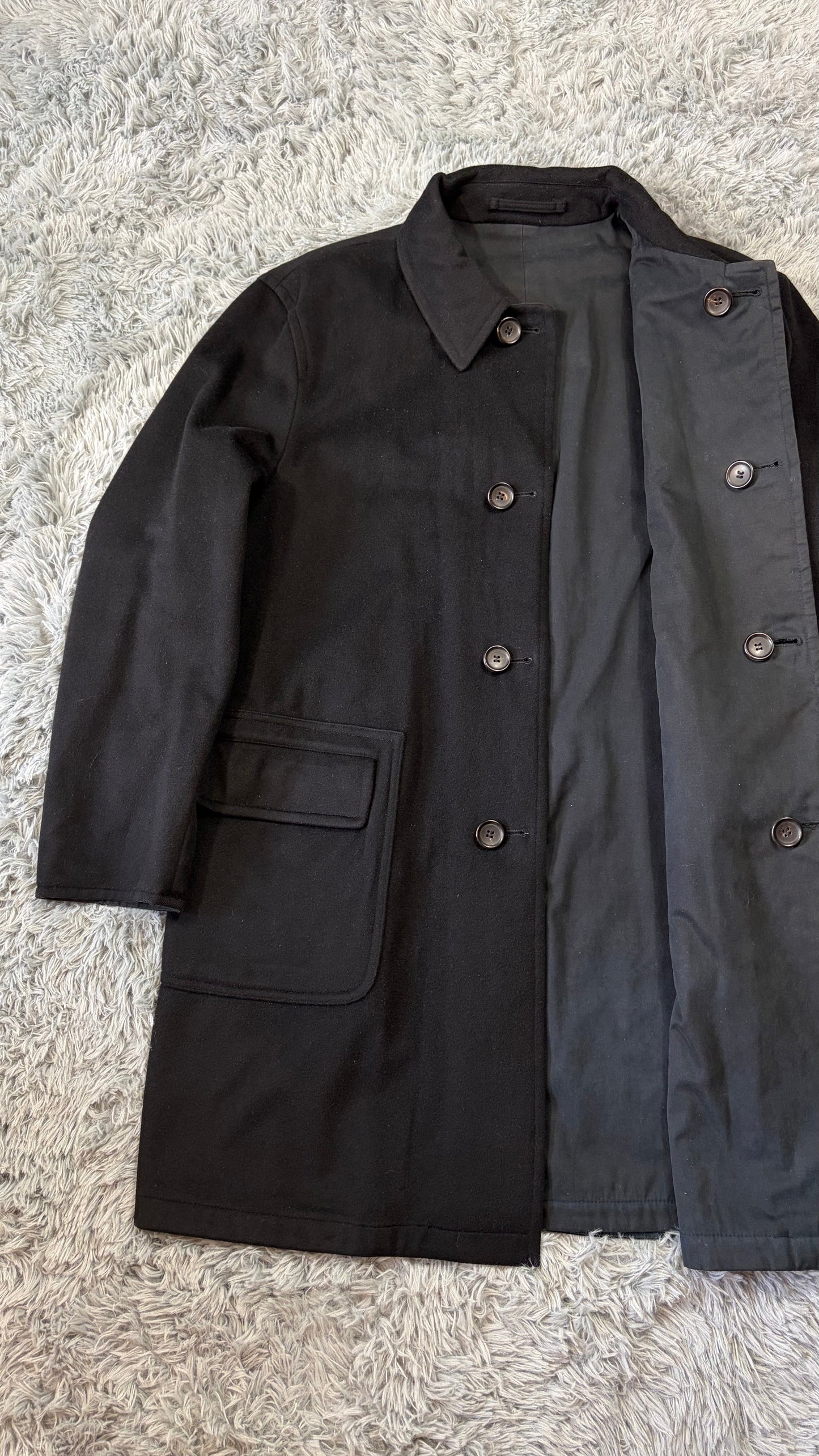 Gucci by Tom Ford 1999 Reversible Wool & Cotton Car Coat - L | O/S, Black