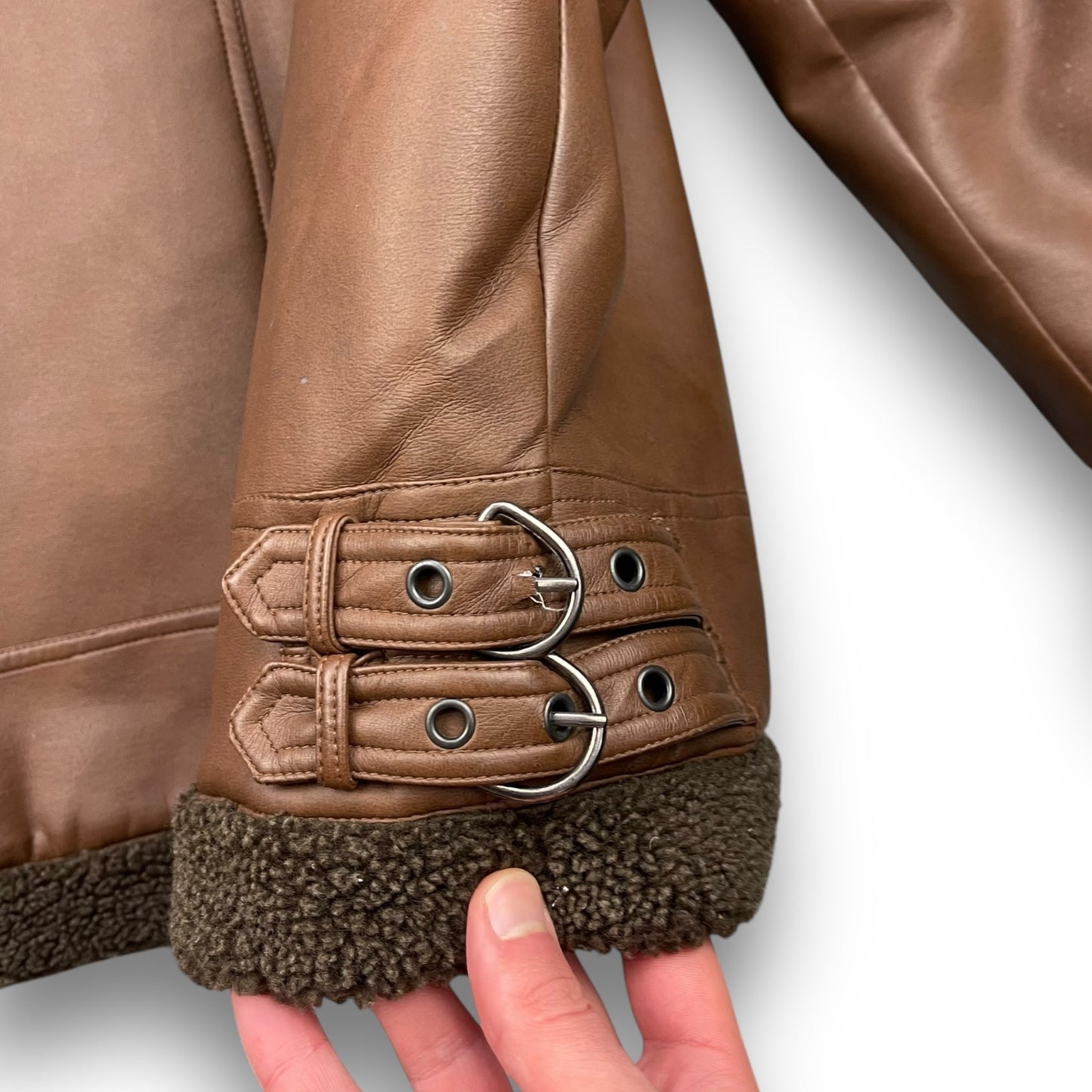 2000's Schott Faux Leather Aviator Jacket (L) | Default Title, Brown