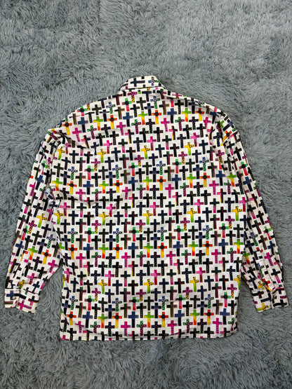 Versace VJC 90’s Rainbow Crosses Medusa Button Shirt - M (L/XL) | O/S, Gold