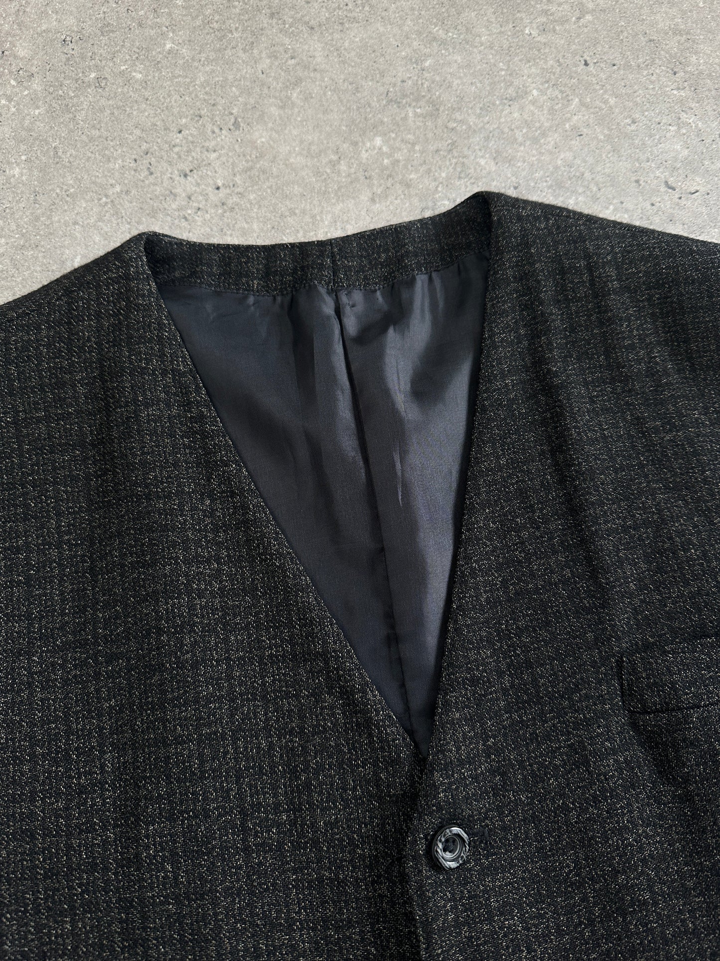 Vintage Wool Blend Print Waistcoat - XL