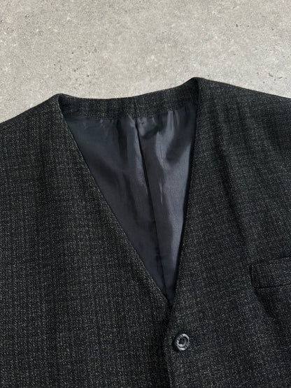 Vintage Wool Blend Print Waistcoat - XL