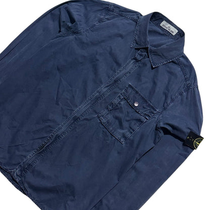 Stone Island Zip Up Canvas Front Pocket Overshirt