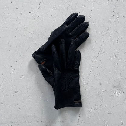 2000s hugo boss orange goat leather gloves | O/S, Orange
