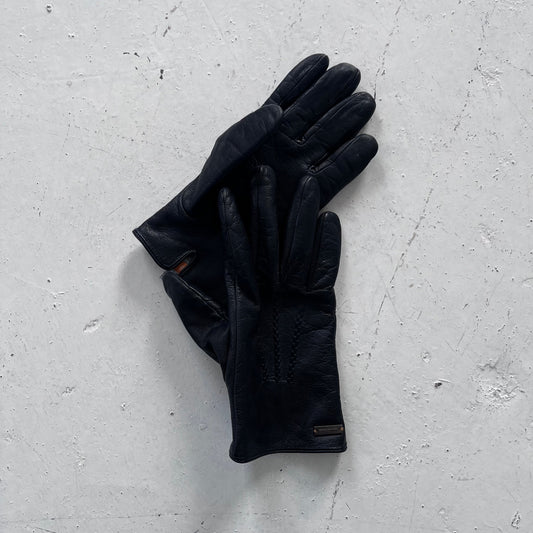 2000s hugo boss orange goat leather gloves | O/S, Orange
