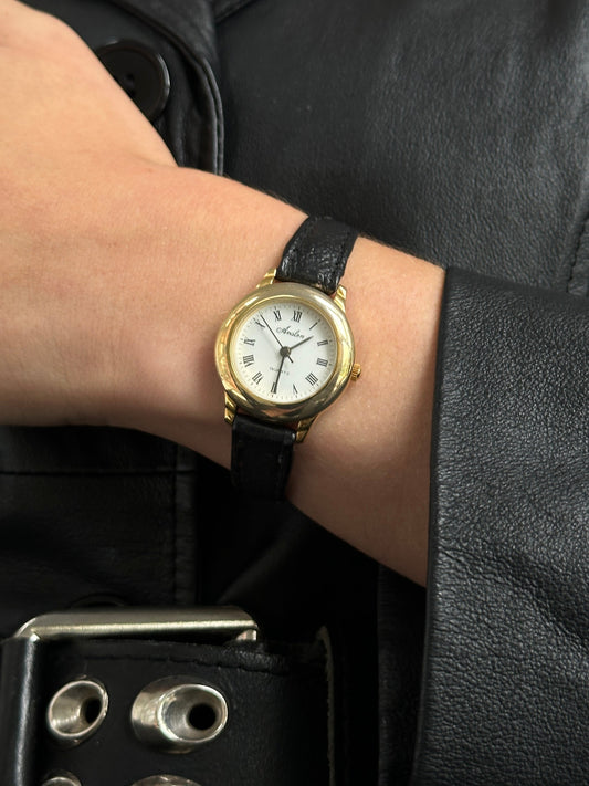 Vintage 1990s Gold Tone Round Quartz Watch