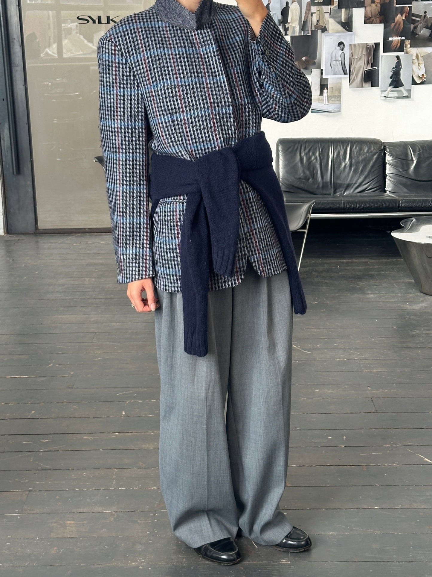 Christian Dior Monsieur 1990s Brushed Wool Houndstooth Blazer - 42R/XL