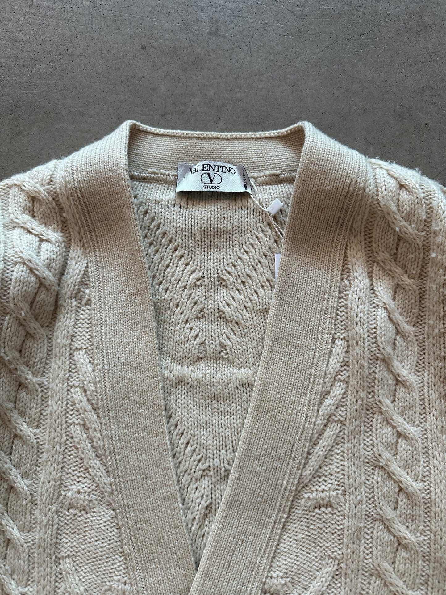 1980's Valentino Cable Knit Cardigan - L | Large, Red