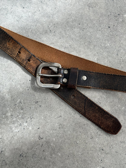 Vintage 1980s Distressed Leather Belt - W27-35