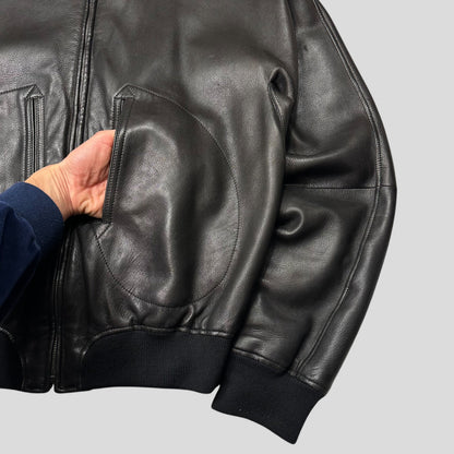 Gucci by Tom Ford FW03 Leather + Silk Pleated Padded Flight Jacket - IT50 (M/L) | Default Title, Black