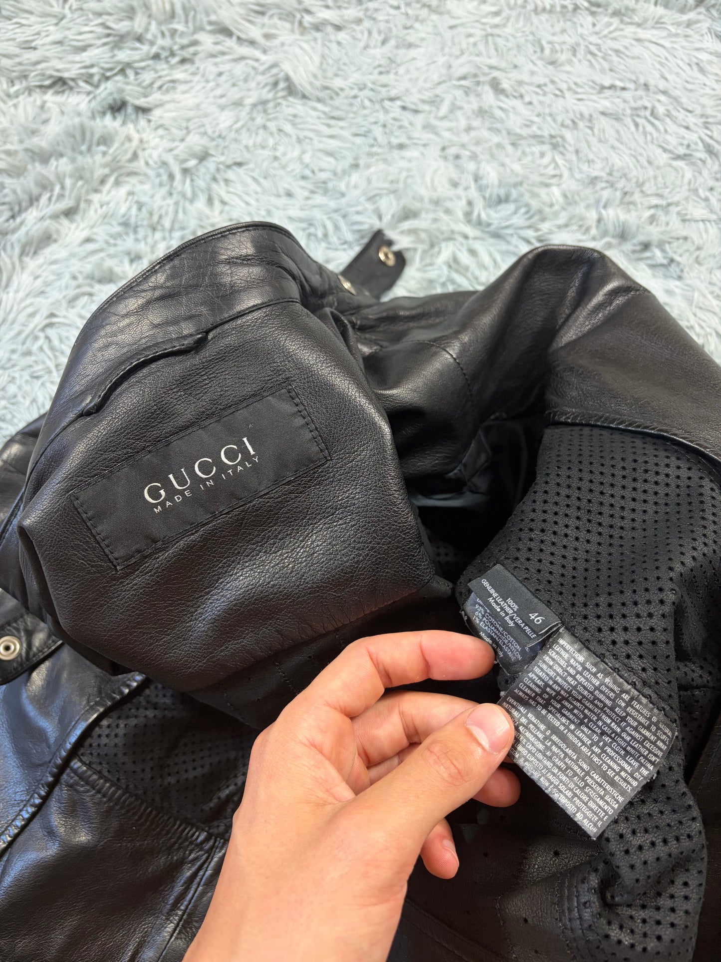 Gucci 00’s by Frida Giannini Perforated Leather Premium Biker Jacket - IT46 | O/S, Black