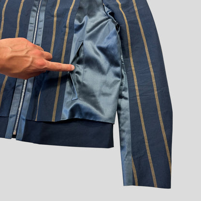 Paul Smith 2021 Runway SAMPLE Striped Panelled Blouson Jacket - S | Default Title, Navy with Stripes