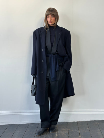Pierre Cardin 1990s Pure Wool Concealed Placket Coat - XL/XXL