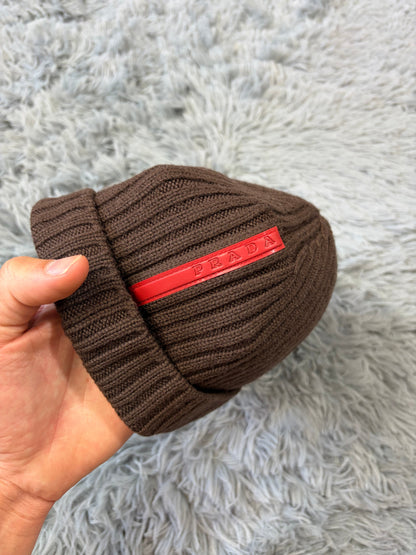 Prada Sport 00’s Brown Wool Ribbed Fisherman’s Beanie | O/S, Brown