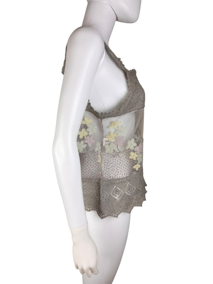 Moschino knit mesh embellished top | Grey, Grey
