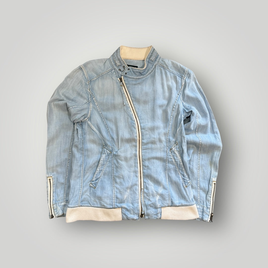 PPFM Asymmetrical Zip Up Denim Look Jacket M/L