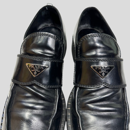 Prada Milano 2021 Black Brushed Leather Loafers - UK11/11.5