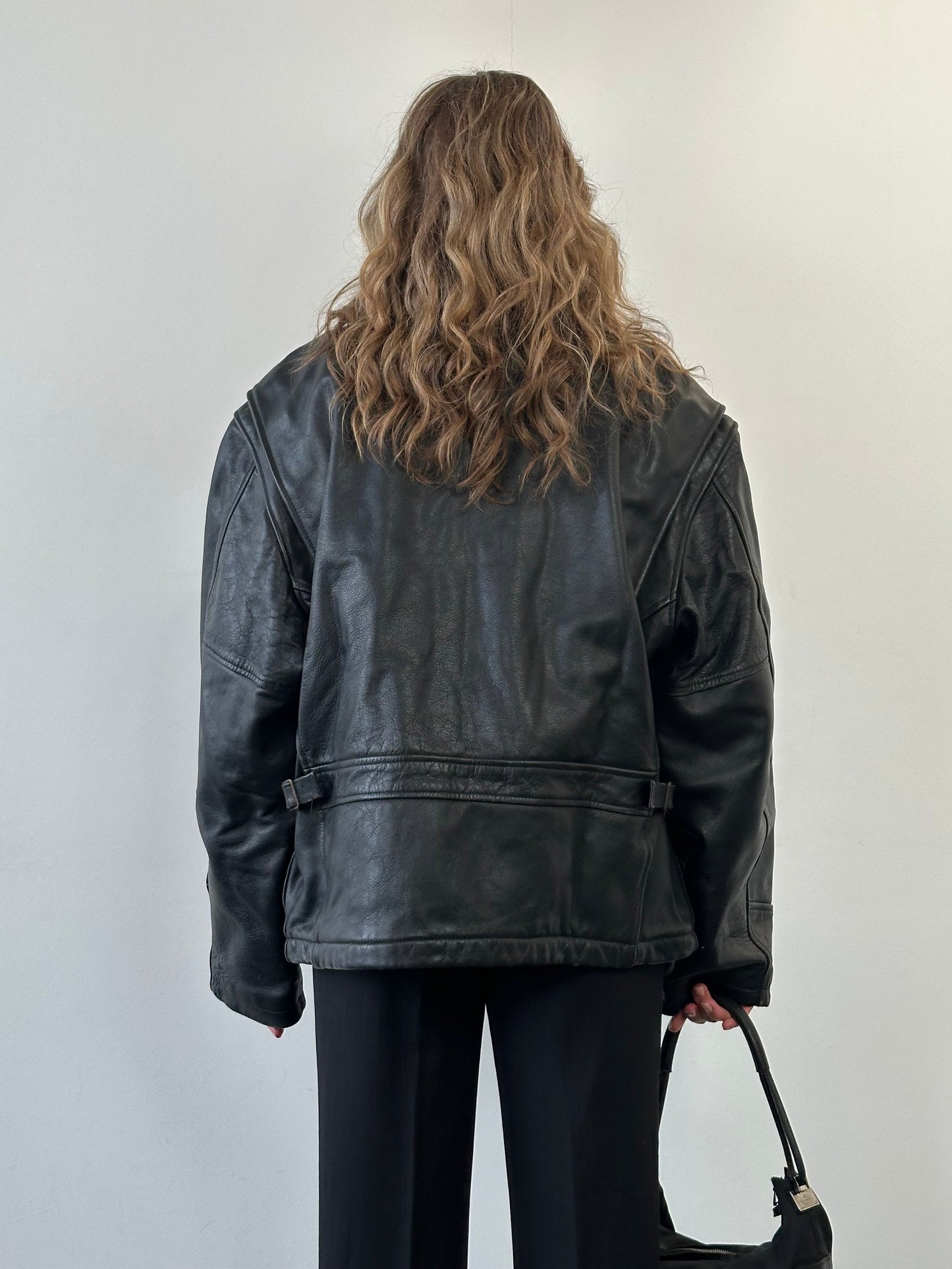 Vintage Fleece Lined Leather Jacket - XL