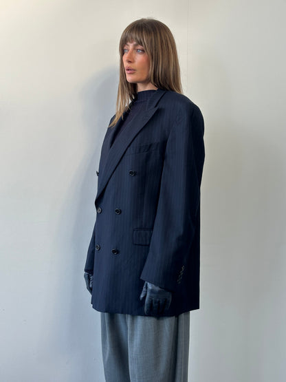 Daniel Cremieux x Loro Piana 1990s Pure Wool Stripe Double Breasted Blazer - 42R/XL