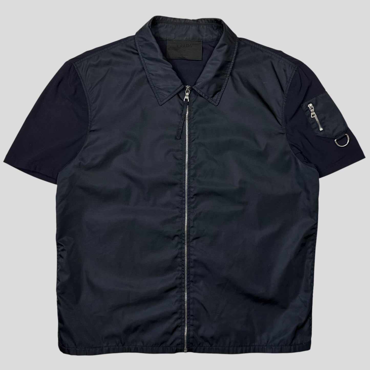 Prada SS00 Gabardine Nylon Hybrid Mini Pocket Shirt - L (M) | Default Title, Navy