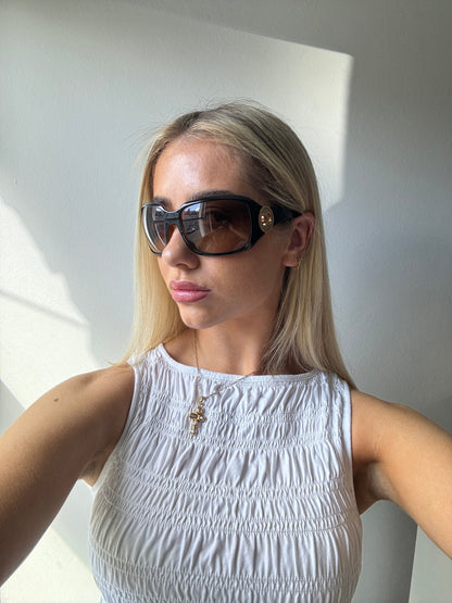 2000s Chanel Oversized Shield Sunglasses | O/S, Brown