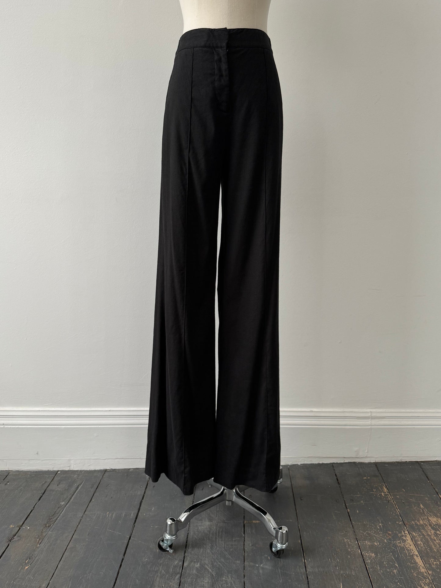 Diane Von Furstenberg 2000s Linen Wide Leg Trousers - W24