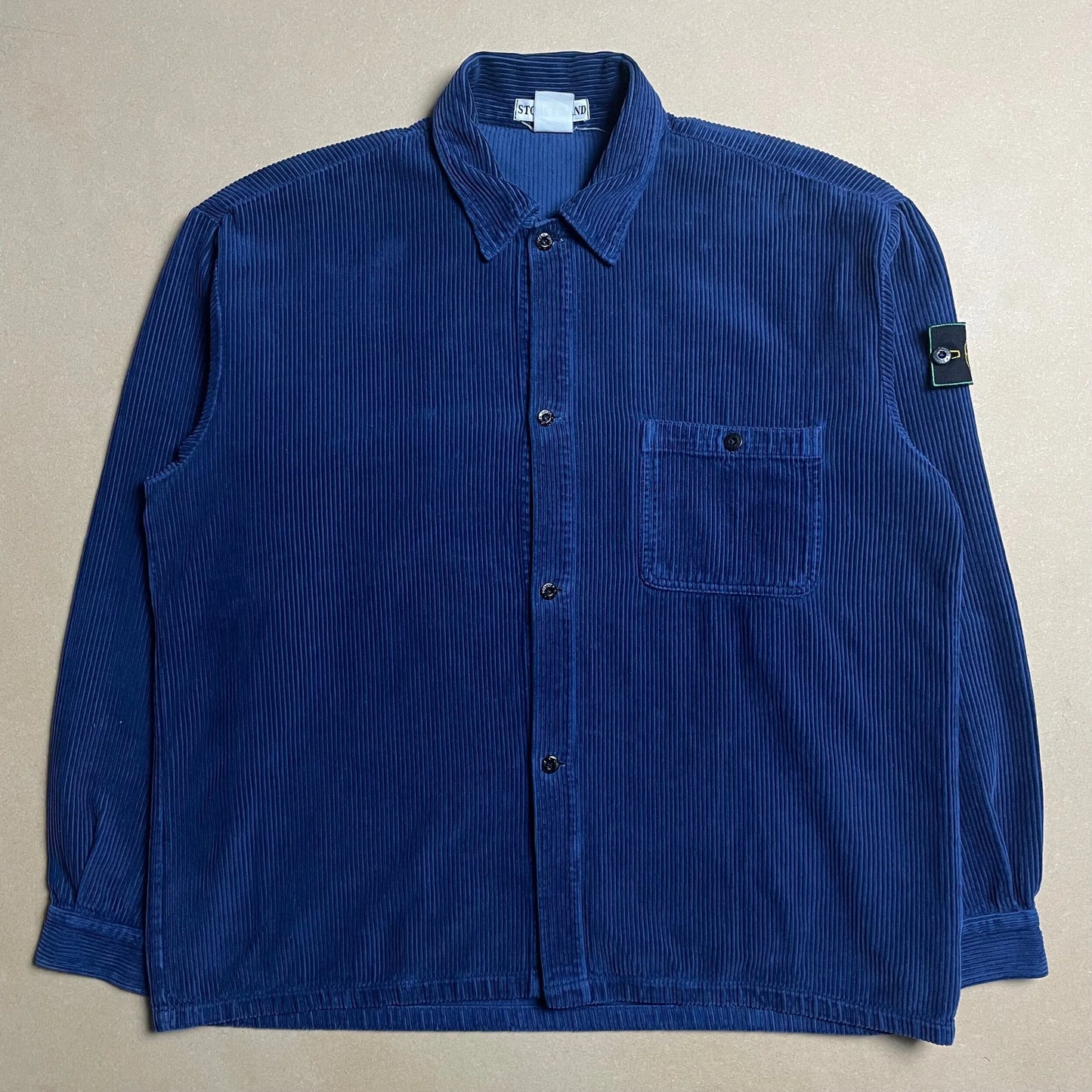 A/W 1994 Persian Blue Jumbo Corduroy Button Down Single Pocket Work Shirt