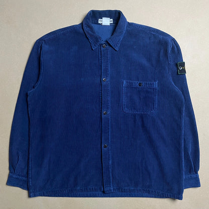 A/W 1994 Persian Blue Jumbo Corduroy Button Down Single Pocket Work Shirt