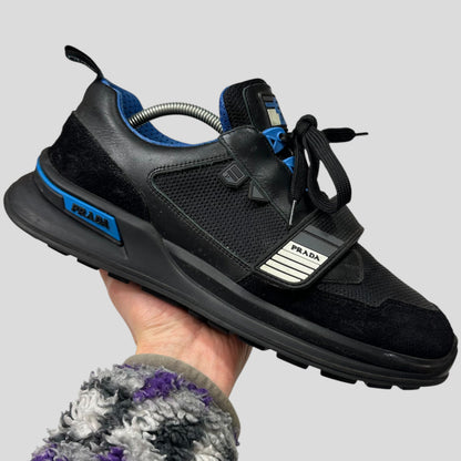Prada 2018 Mechano Nero Voyage Rubber + Leather Logo Trainers - UK8.5/9 | UK 8.5, Black