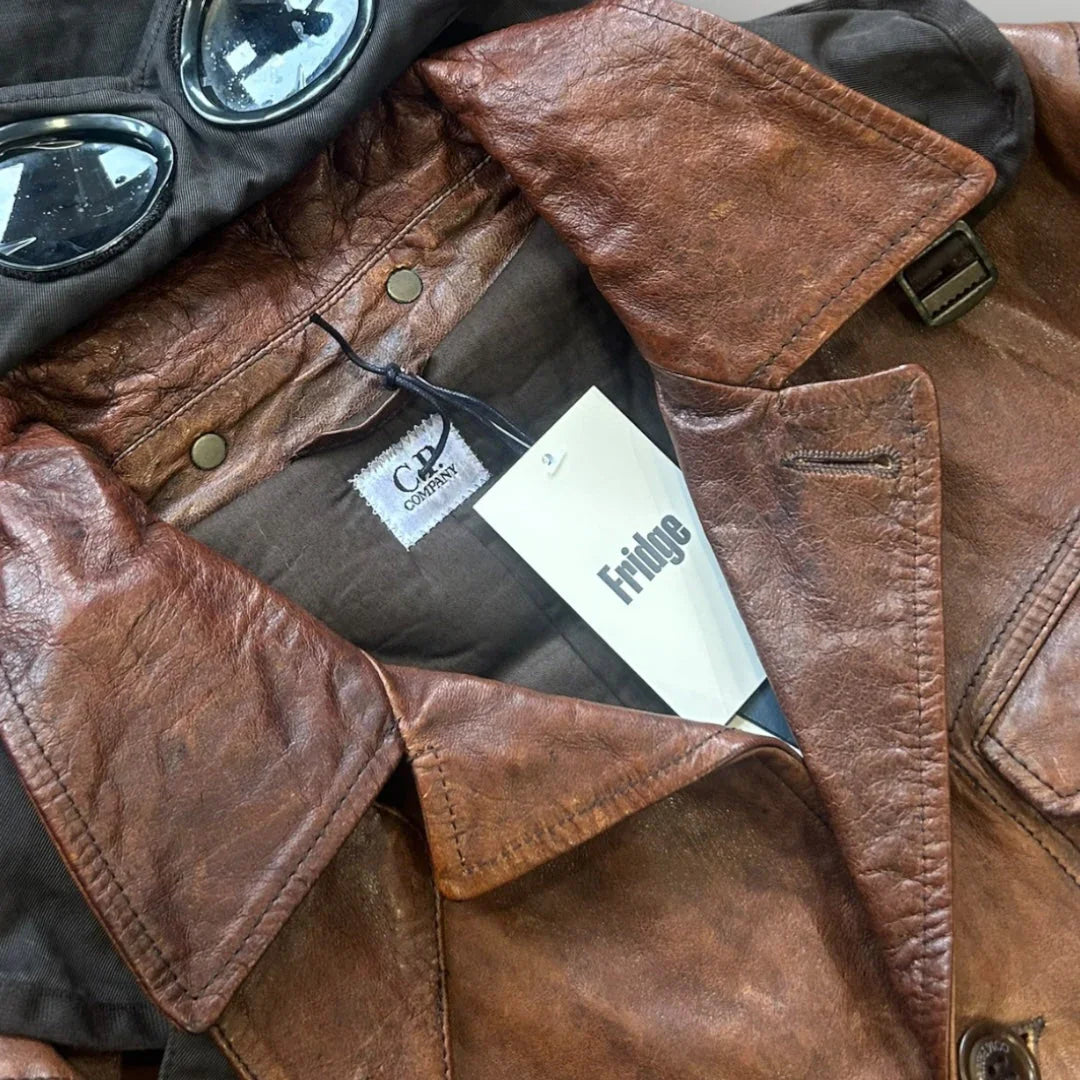 C.P. Company Leather Goggle Jacket with MTP Liner Size 50 BNWT