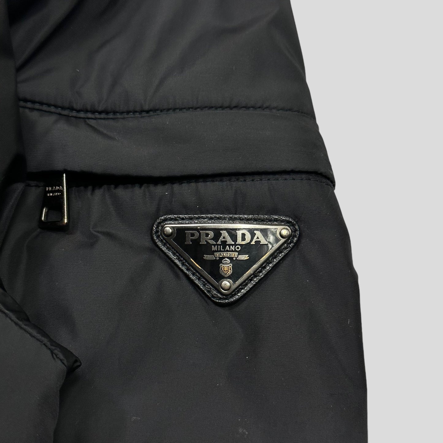 Prada Milano 2013 Nero Black Padded Nylon Windbreaker - M