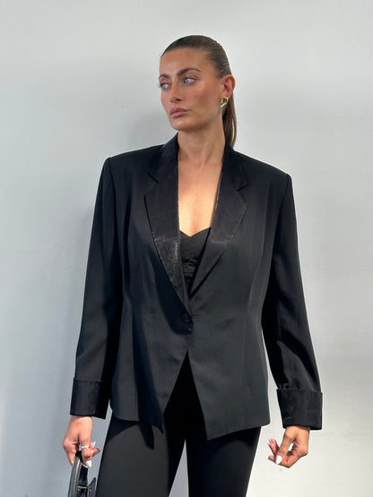 Vintage 90s Fitted Tuxedo Blazer -  M