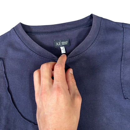 Armani Jeans 00’s Raw Stitch T Shirt L | Large, Navy