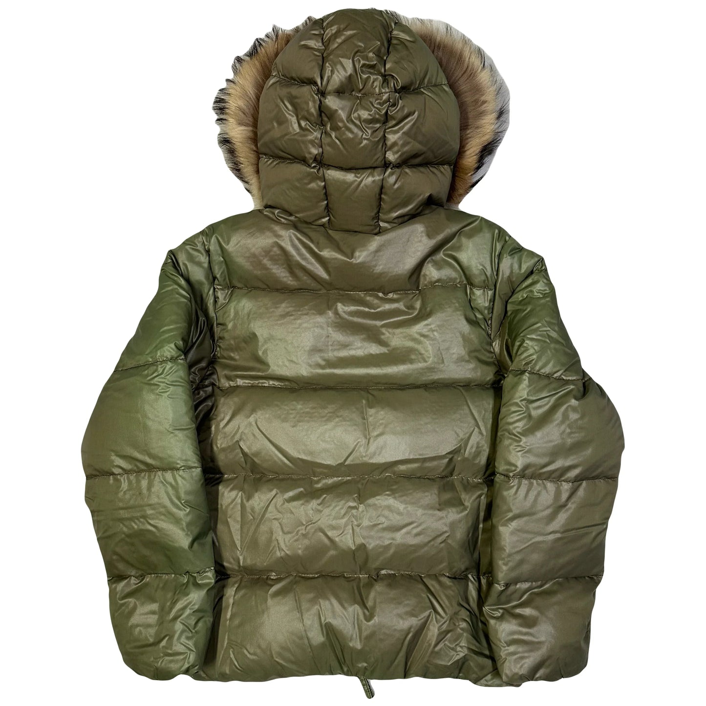 Duvetica Fur Hood Puffer Jacket In Khaki Green ( S )