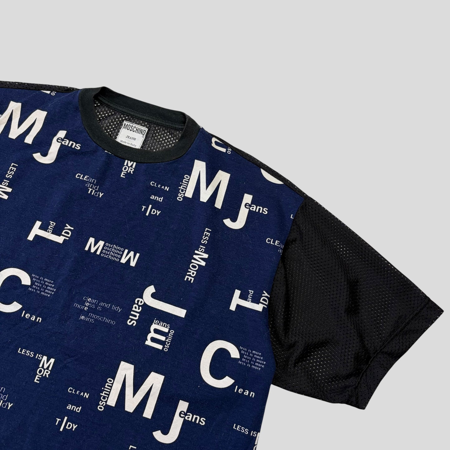 Moschino Jeans 1999 Less Is More Mesh Panelled T-shirt - M/L | O/S, Blue