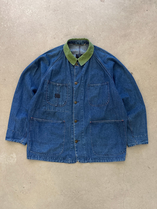 1990’s Valentino Job Matched Denim Chore Jacket - XL | Blue, Red