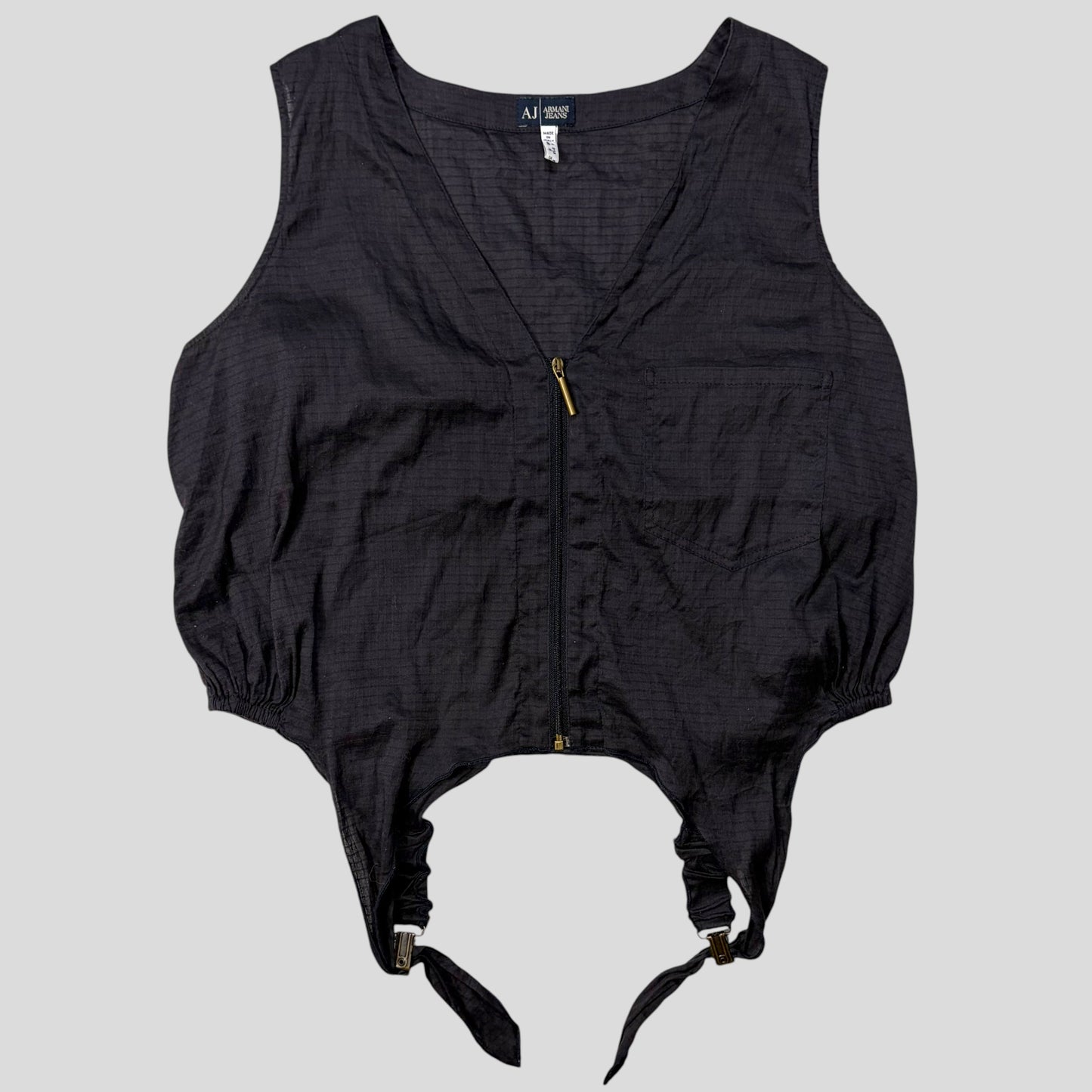 Armani Jeans 00’s Nylon Ripstop Hem Clasp Vest - M | Default Title, Navy